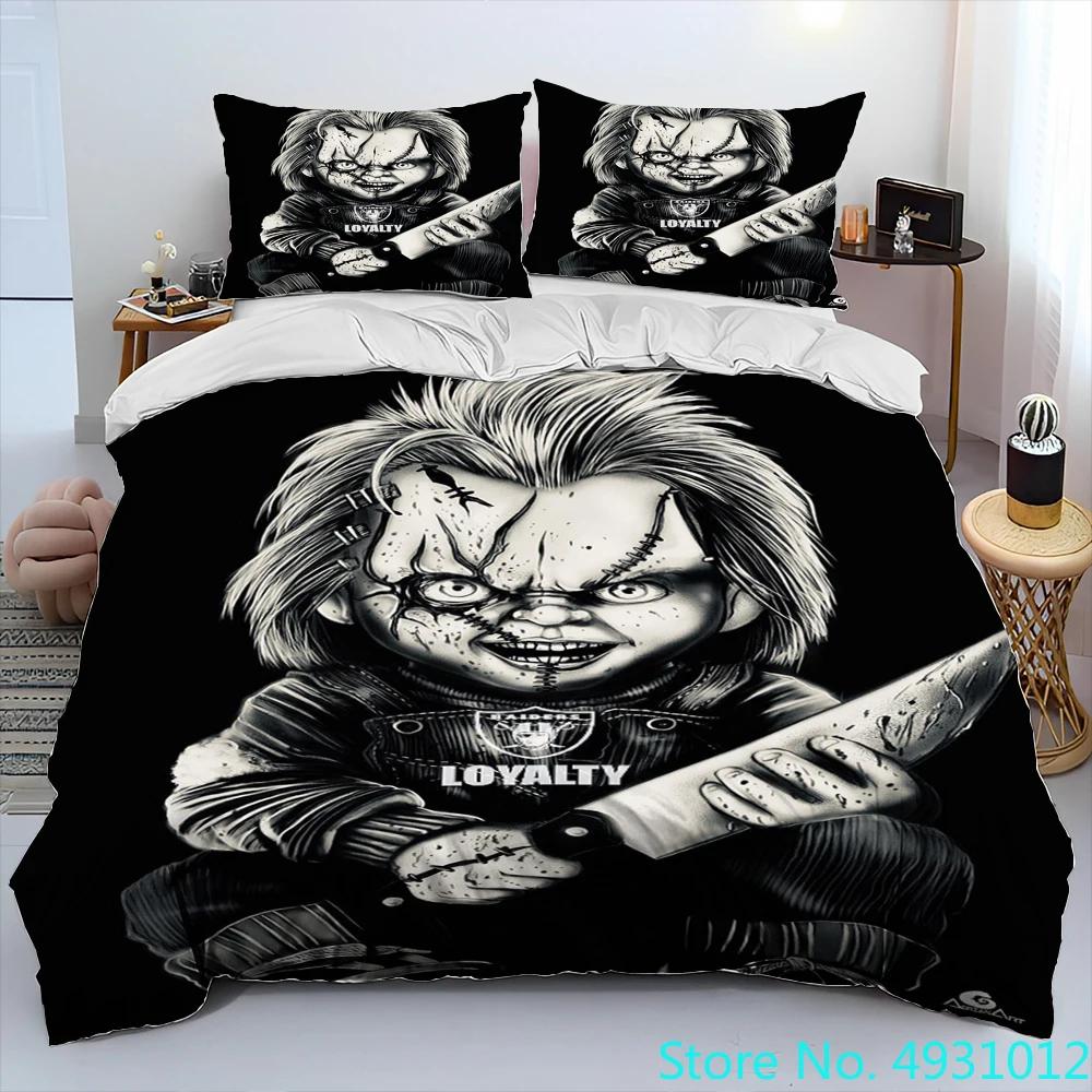Horror Movie Character Chucky Saw Comforter Bedding Set,Duvet Cover Bed Set Quilt Cover Pillowcase,King Queen Size Bedding Set