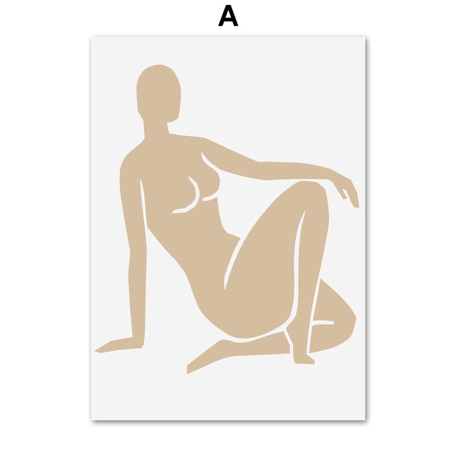 Astratto Matisse Corpo Curvilineo Donna Pianta Foglia Poster e Stampe Nordici Arte da Parete Pittura su Tela Decor Immagini per Soggiorno