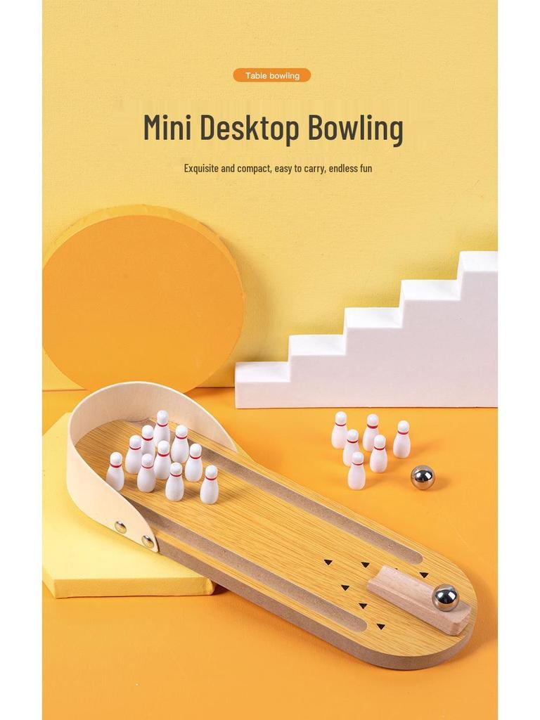 Wooden Mini Bowling Set for Toddlers: Parent-Child Interactive Educational Rolling Ball Game
