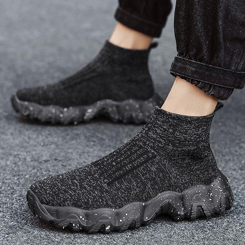Slip-on High Top Thick Platform Mesh Upper Man Casual Sneaker Comfortable Stylish Simple Jogging Summer Sports Shoes for Men