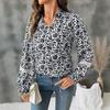 New Autumn Casual Elegant and Retro Tied V-neck Floral Top for Women
