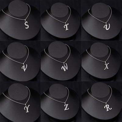 Simple And Stylish 26 English Letters Titanium Steel Necklace Men'S And Women'S Hip-Hop Versatile Diamond-Encrusted Sweater Chain