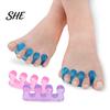 Soft Toe Stretcher 1 Pair Separator for Overlapping Toes, 3-Hole Blue Gel Bunion Corrector, Elastic SEBS Foot Spacer Hallux Valgus, Straightener Women