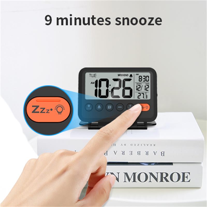 Home Digital LCD Thermometer Clock Fold Mini Travel Clock With Calendar Traveling Alarm Clock Portable Desktop Clock