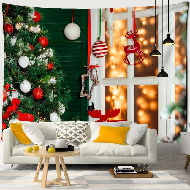 Neon Night View Cottage Tapestry Wall Hanging Christmas Day New Year Gift Hippie Boho Style Room Home Decor