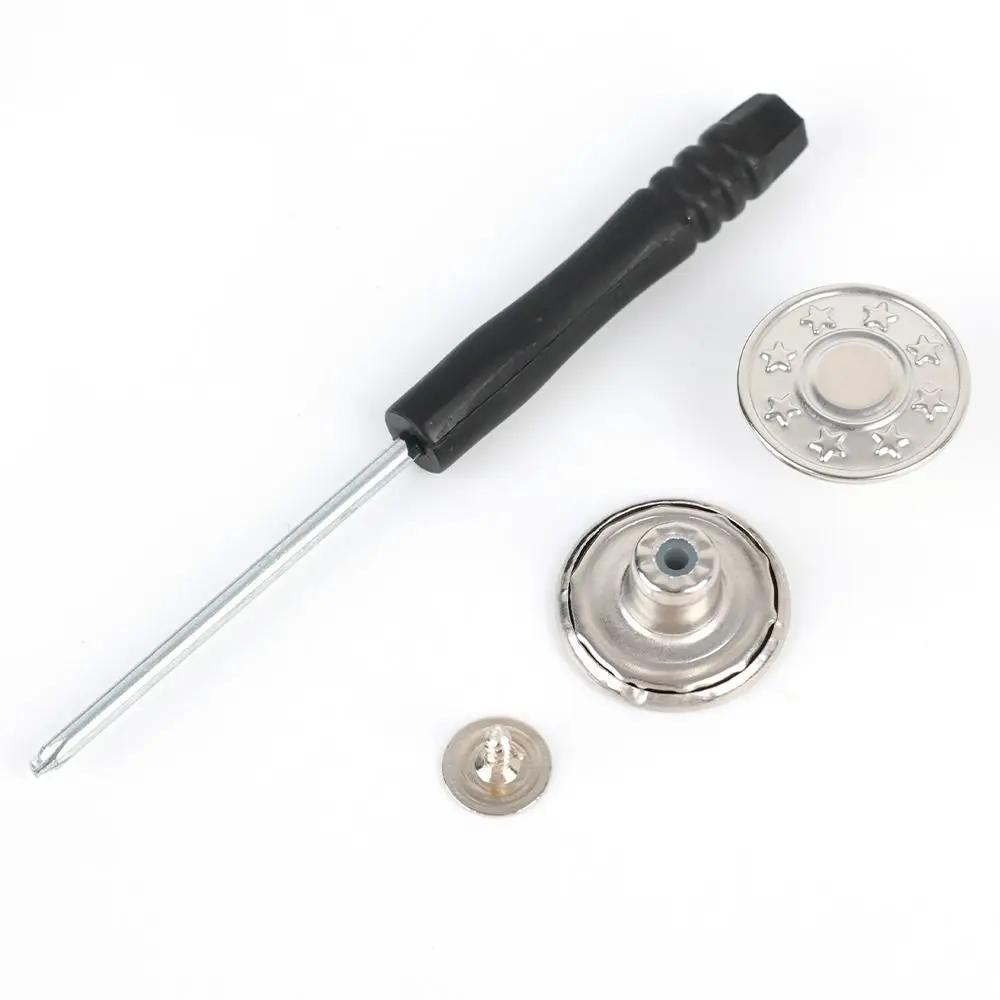10PCS/Pack 17mm Jeans Waist Buttons Adjustable Nail Free Waist Extenders Buttons Detachable Clothing Buckle with Screwdriver
