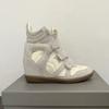 Scarpe da donna autunnali in velcro con zeppa, abbinamento di colori, scarpe sportive casual, scarpe alte in pelle