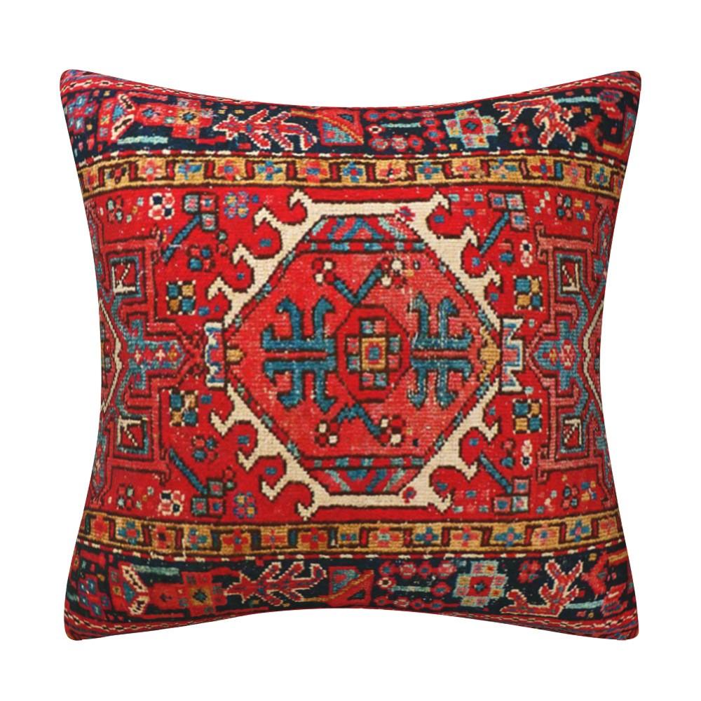 Kissenbezug inspiriert von türkischen Teppichen: Traditionelles Medaillonmuster in sattem Rot & Marineblau Böhmische Wohnkultur Kissenbezug