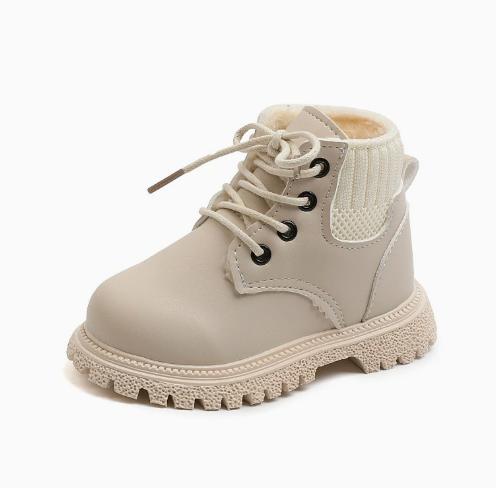 Girls' Soft Leather Winter Boots with Cotton for Cold