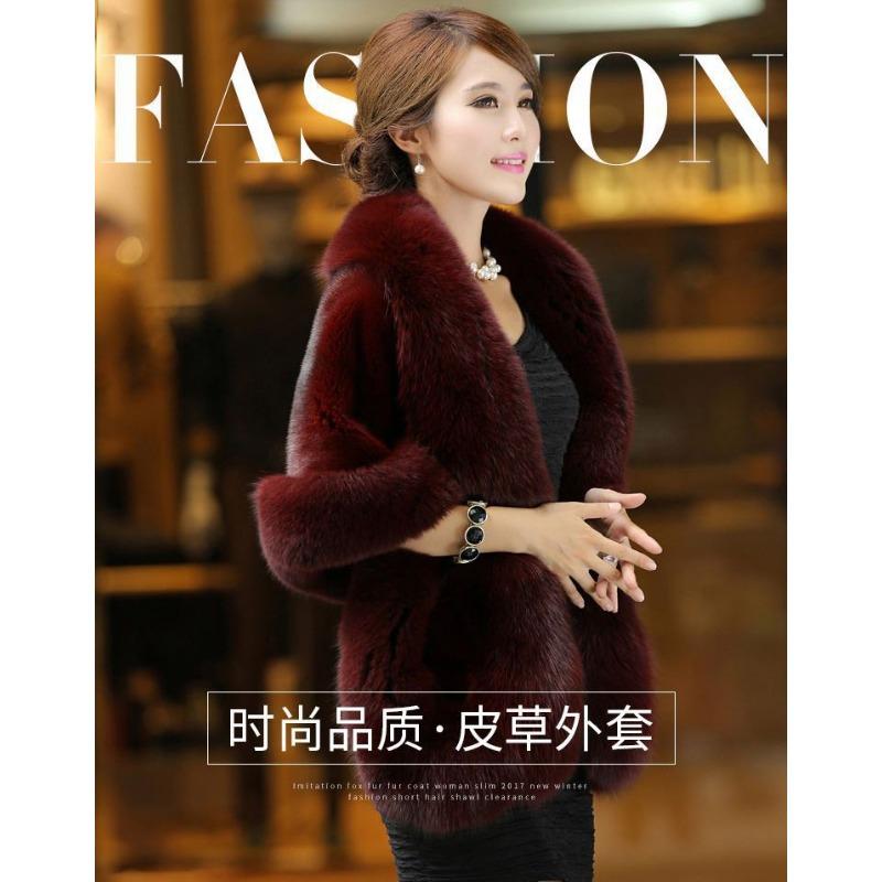Artificial imitation fur coat women's medium and long imitation mink hair  new imitation fox fur collar shawl