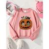 Girls' Halloween Long-sleeve Sweatshirt, Round-neck Fun Print Casual Top, Kids' Autumn Clothing, Suitable for Trick-or-treat Parties and Halloween