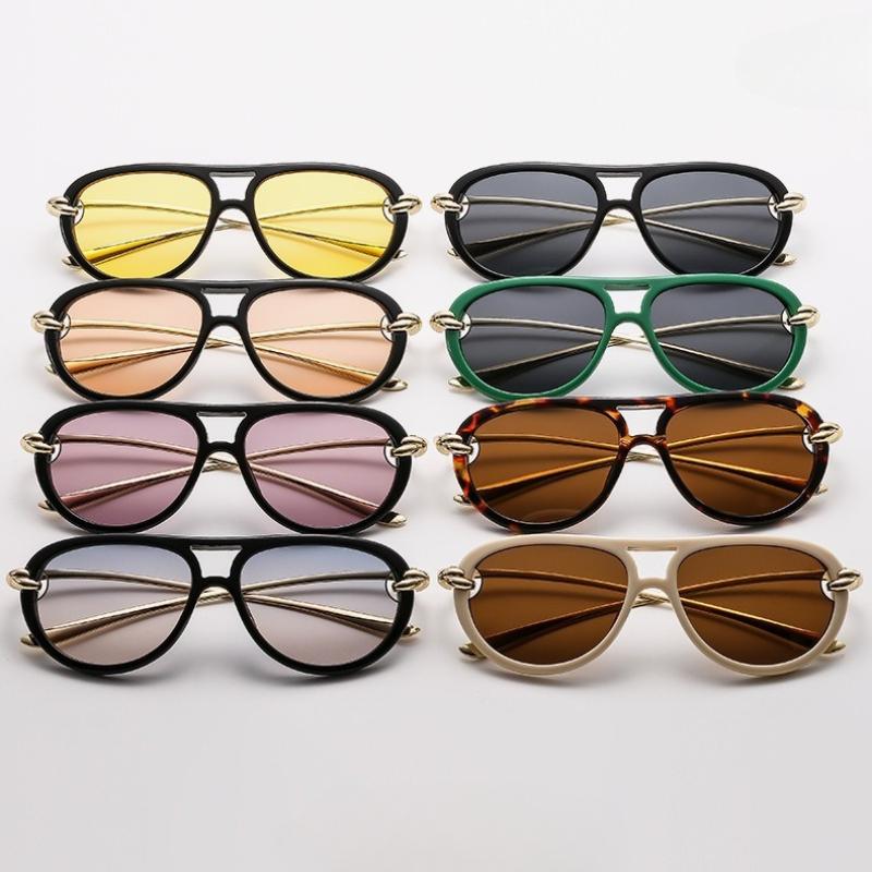 New Fashionable Rope Knot Double-Bridge Metal Sunglasses Women's INS Style Outdoor Street Style UV-Protective Sunglasses