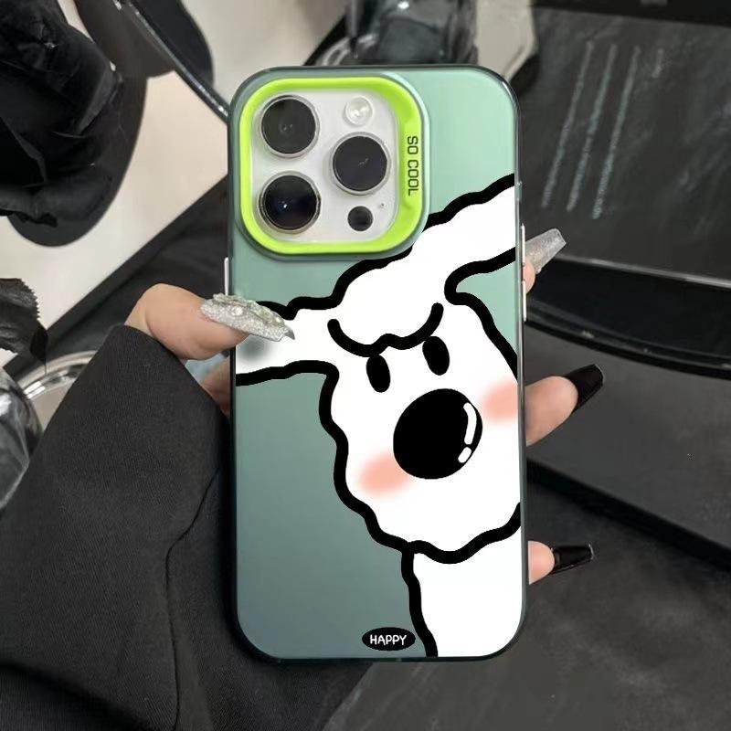 Serious little white dog for iPhone15 mobile phone case Apple 13PROMAX colored silver 11 hard girl 14 cute 78