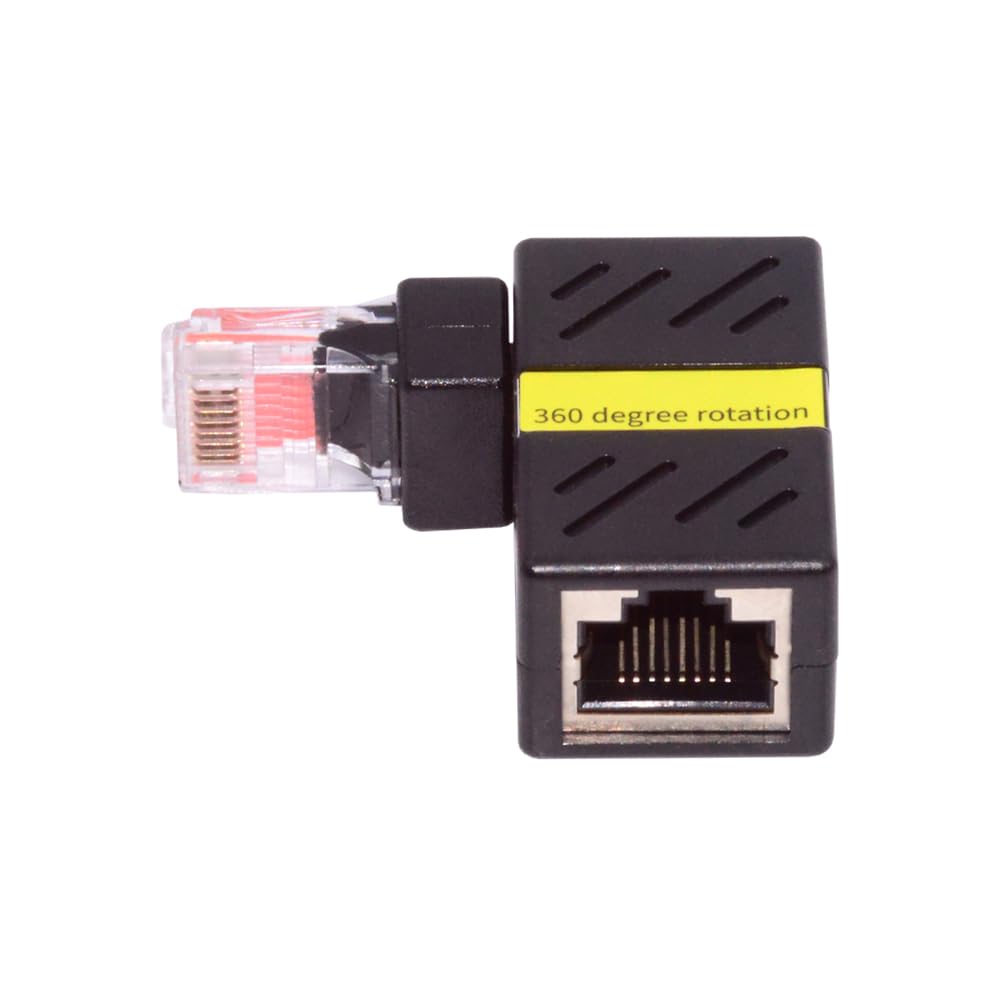 

Cablecc 360 Degree Rotating CAT6 UTP Male to Female Adapter for RJ45 8P8C 1000Mbps LAN Ethernet Networks