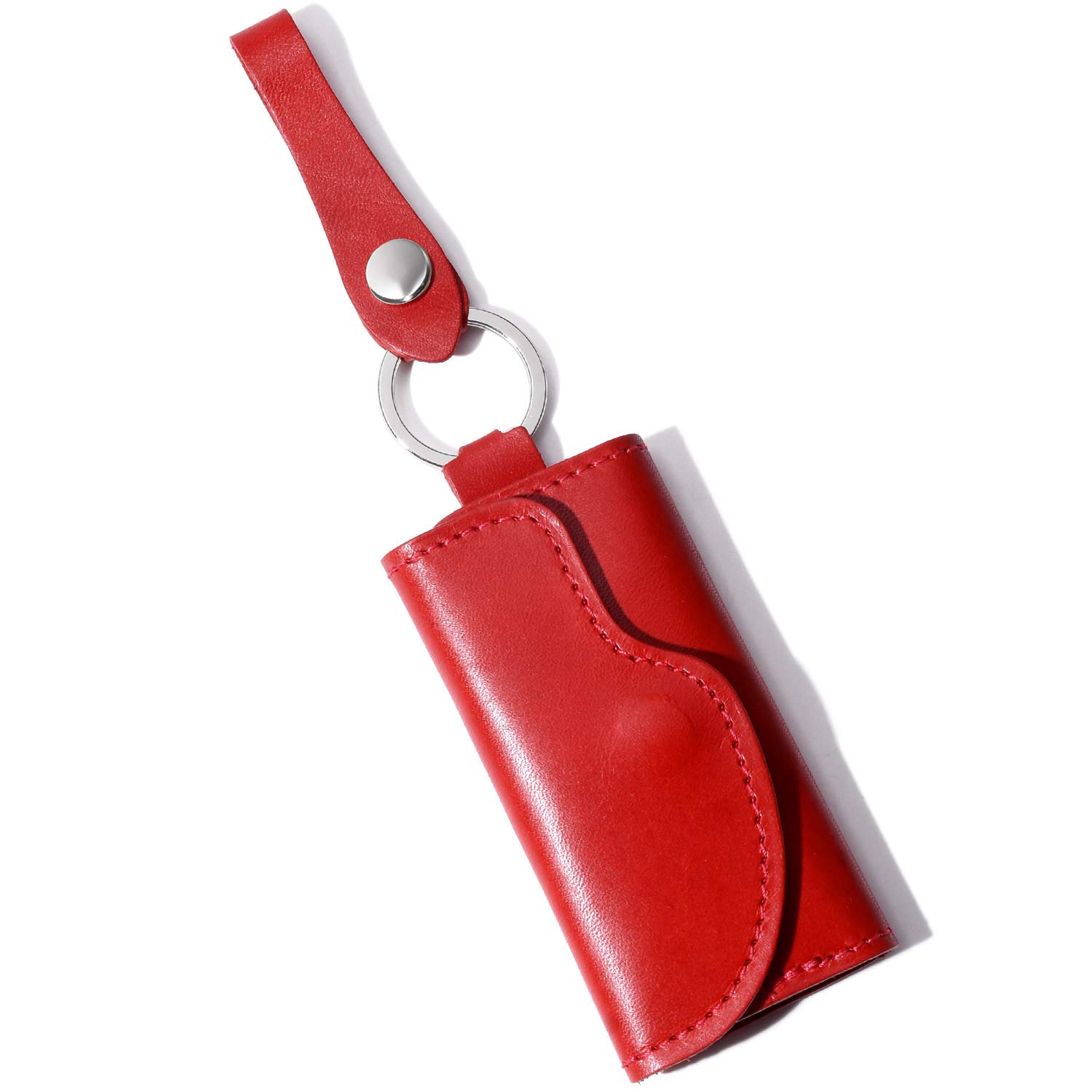 

Naru Genuine Tochigi Leather Flap Key Case for Men and Women, 3-Ring, Slim, Stylish, Popular Brand, Made in Japan (Red)
