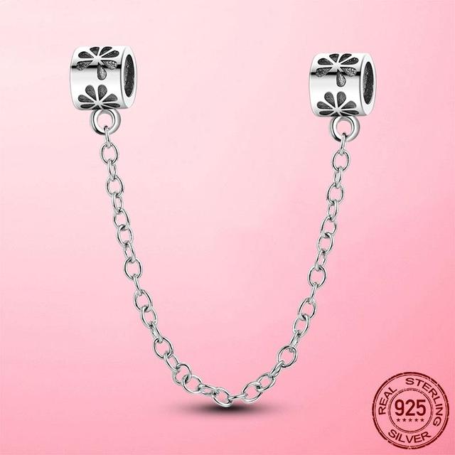 925 Sterling Silver Beads Classic Safety Chain Stopper Clip Charm Fit Original Fashion Bracelet Silver 925 Jewelry Making Gift