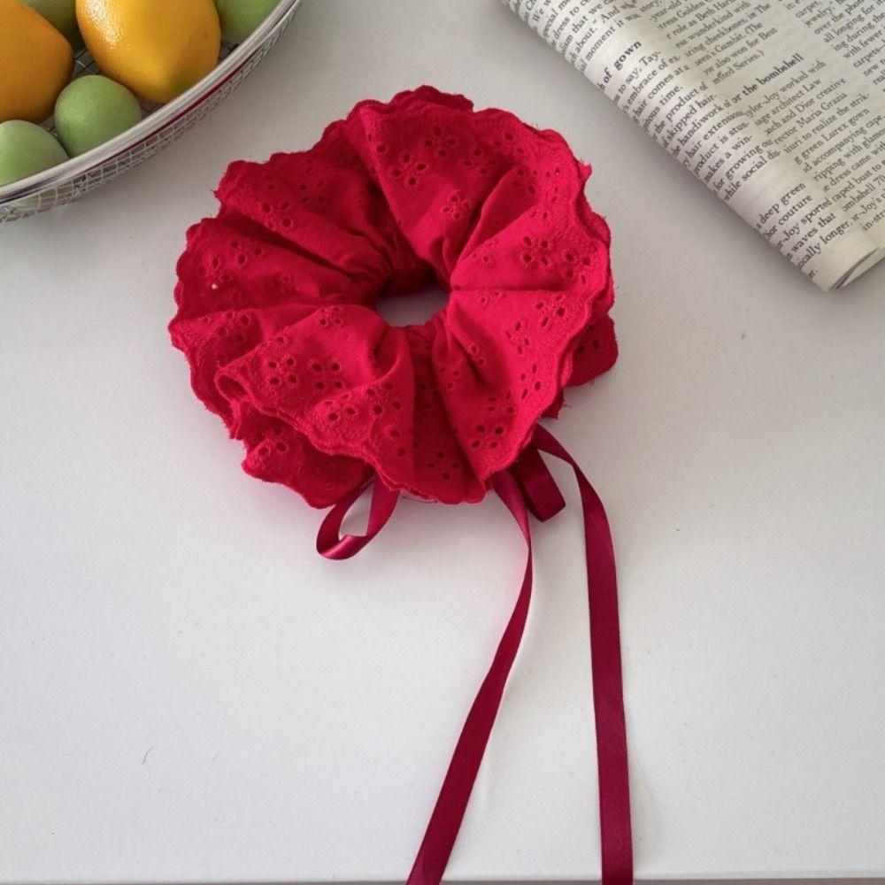 Flower Shape Elastic Hair Bands Cloth Exaggerated Hair Rope Ballet Style Lace Scrunchies  Daily