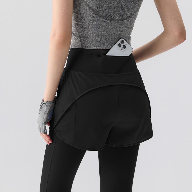Women's High Waist Hip-Lift Yoga Pants, Quick-Dry, Two-Piece Look, for Autumn/Winter Running & Training.