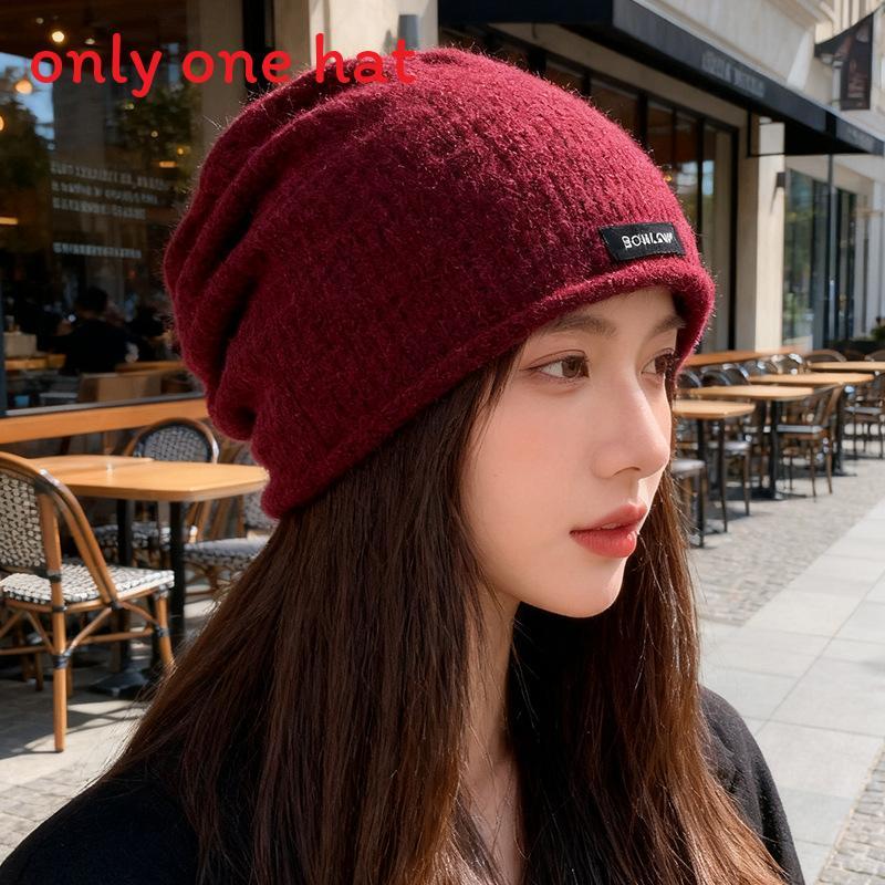 

Autumn Winter Knitted Dush Dush Hat With Letter Embroidery For Women Casual Style бордовий