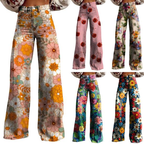 Damen Weite Freizeithose mit Taschen Lockere Passform Knopfleiste Reißverschluss Atmungsaktives Gewebe Waschbar Lichtecht Gerade Hose Streetwear