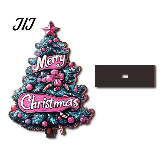 Double Sided Printed Decorations 2D Wooden Christmas Tabletop Ornaments, Xmas Tree Santa Lightweight Trees Snowman Sign with Stand, Holiday