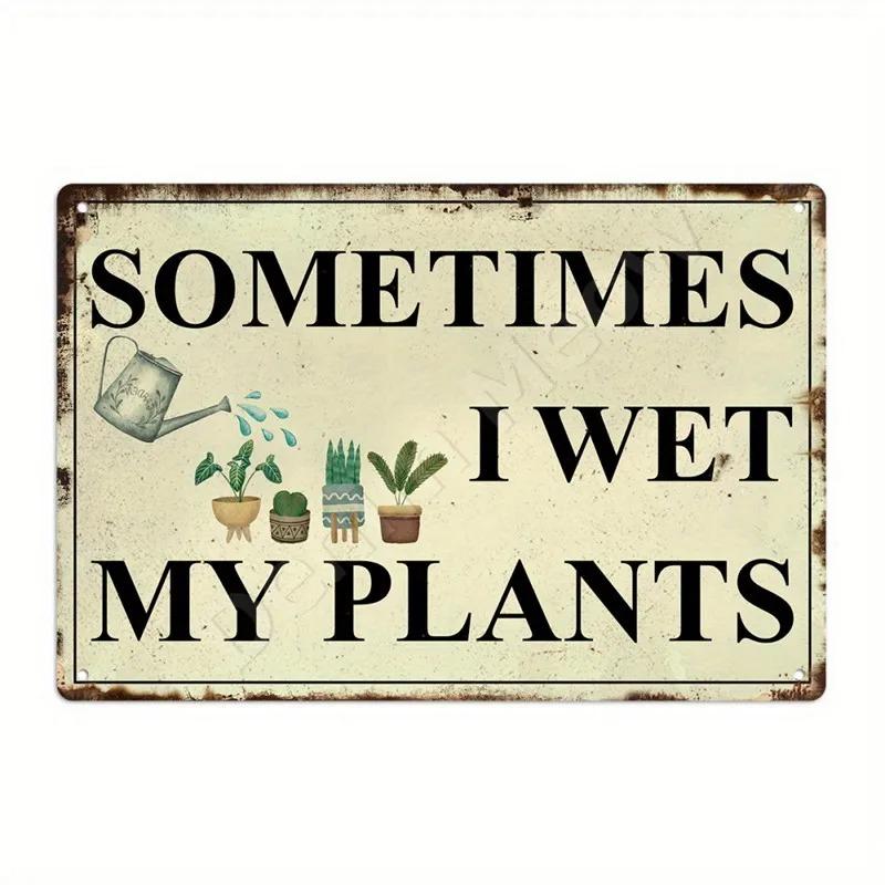 Gardening Vintage Metal Tin Sign  Wall Decor Because Murder Is Wrong Funny Plants Retro Sign for Farmhouse Home Room Decoration