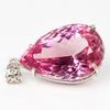 Lab Created Silver Pink Topaz 116.15 Ct CERTIFIED Pear Cut Gemstone Pendant AI-66-NS