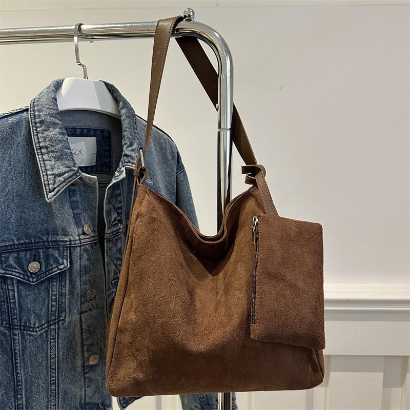 Solid Color Shoulder Bag Retro Winter Lazy Style Large Capacity Bag Crossbody