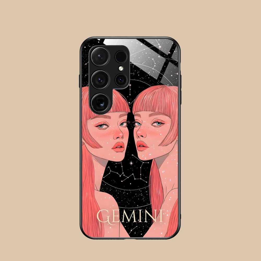 

Zodiac Sign Gemini Phone Case for Samsung Galaxy S26 S25 S24 S23 S22 S21 S20 Note20 Plus FE Ultra Glass Protective Cover Galaxy Note20