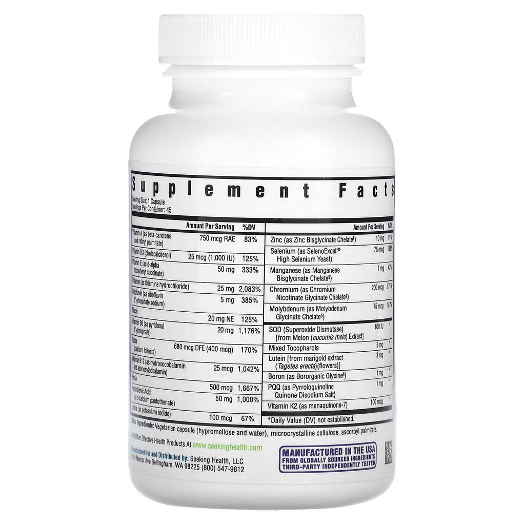 Seeking Health, Multivitamin One MF, 45 Veggie Capsules