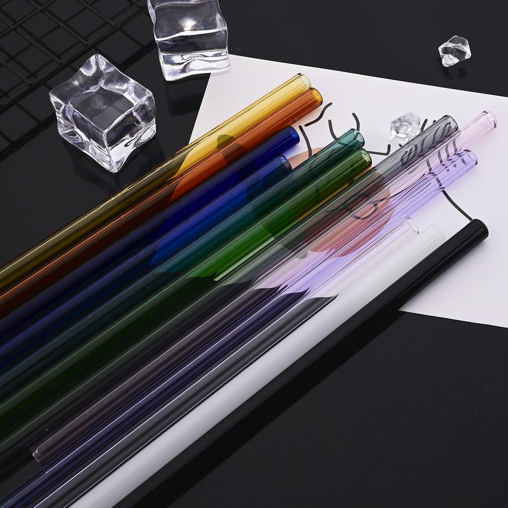 11-piece Reusable Glass Straws Clear Smoothie Drinking Straws with Clean Brush for Beverages Milk Tea Juices Cocktail