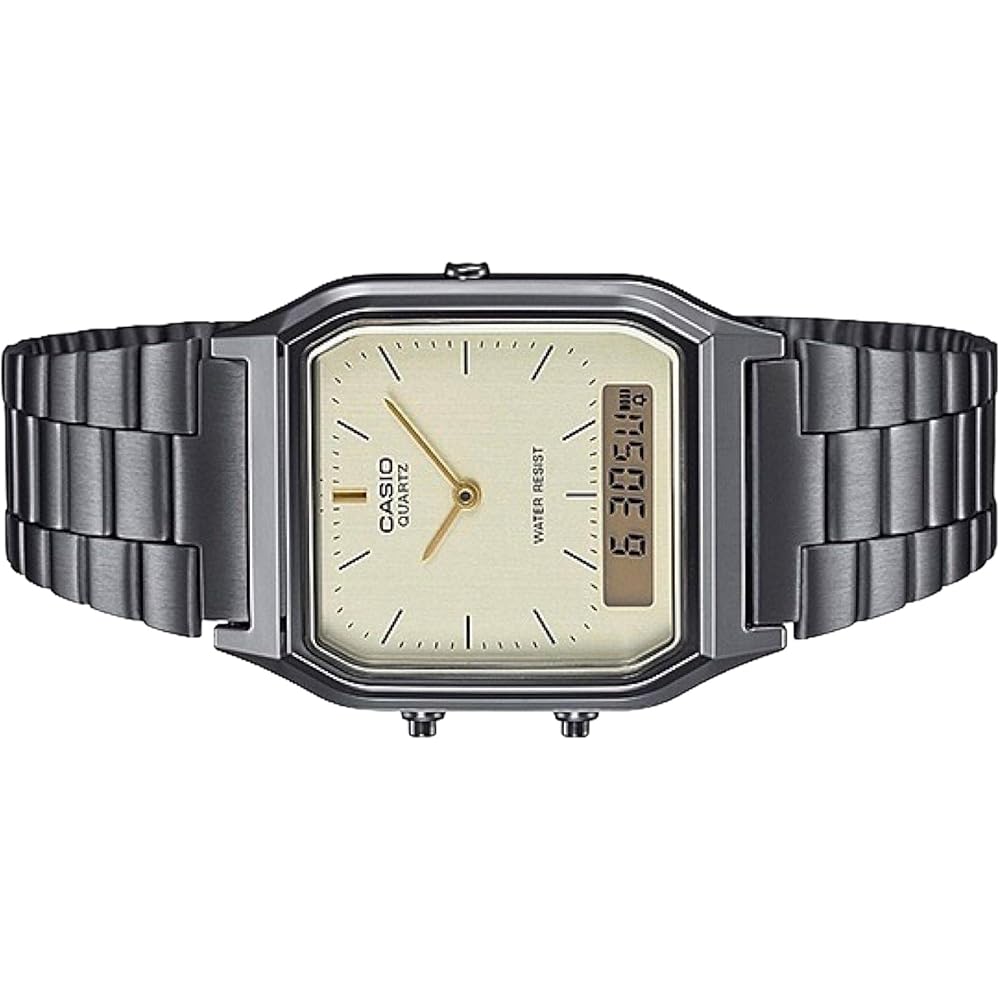 Casio Ana-Digi Quartz Watch Vintage Series AQ-230GG-9A Unisex Dual Time Light Gold