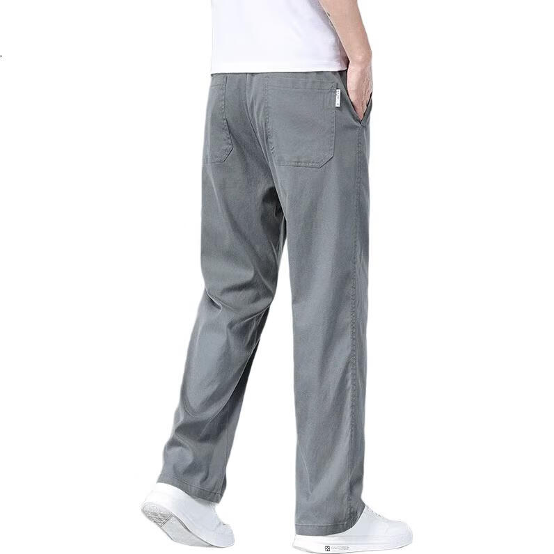 TUCANO Casual Pants for Men, Summer Lightweight Ice Silk Trousers, High-End Loose Straight-Leg Cool Business Long Pants, Black, Size 31