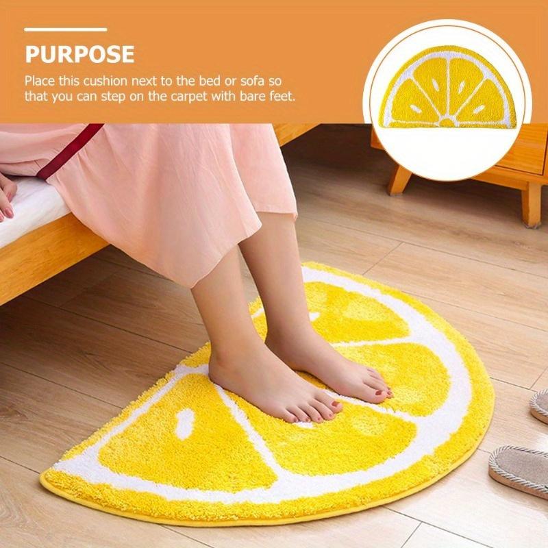 Cute Lemon Slice Patterned Mat - Absorbent, Non-Slip, Half-Round Mat for Home, Bathroom, Kitchen, and Living Room Decor, Lemon Kitchen Deco