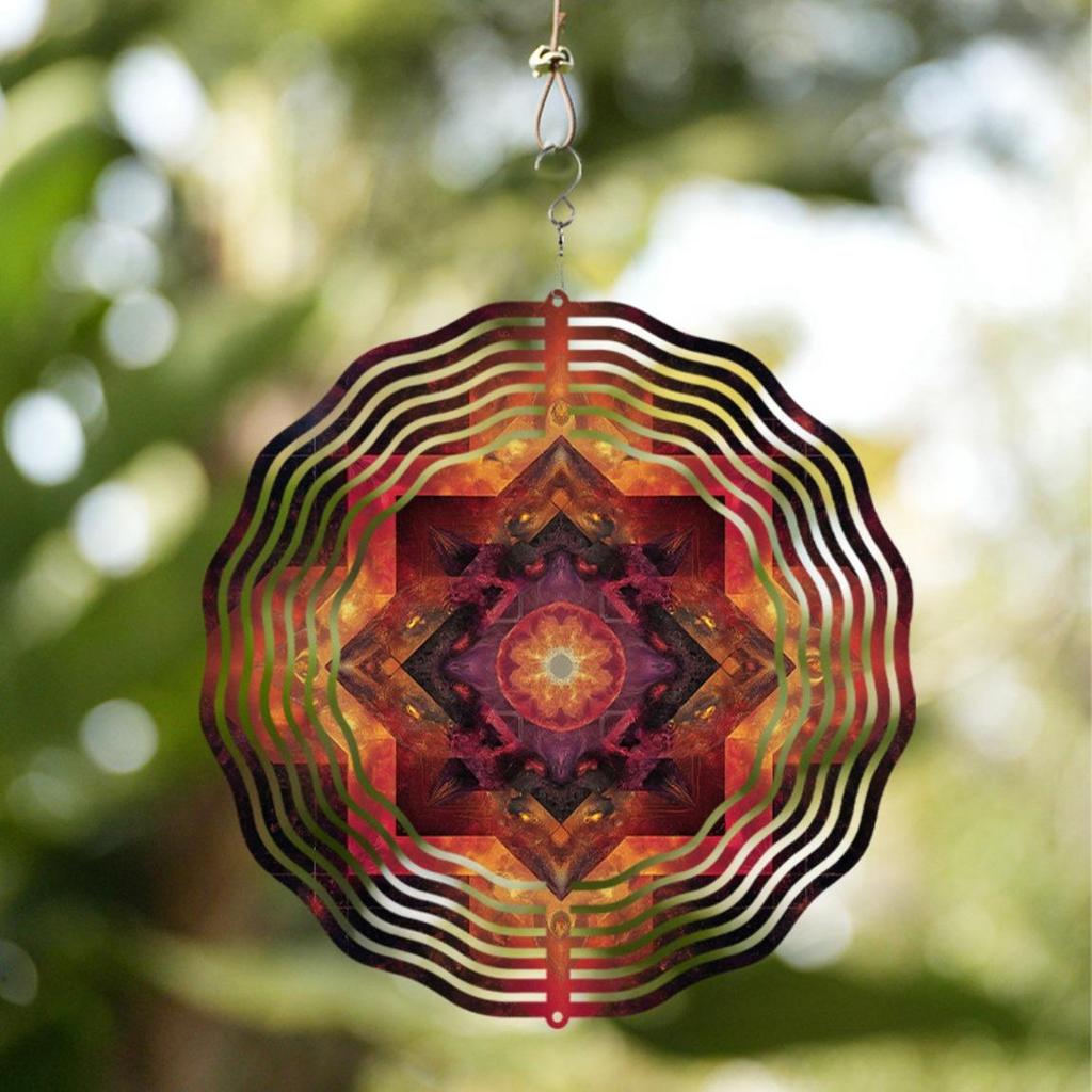 10 Inch Colorful Geometric Wind Chime for Outdoor Decor with 360 Degree Rotating Hook Perfect for Balcony Lawn Garden Spring Summer Gift