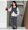 2026 Girls' Spring Academy Style Three-Piece Outfit: Bow Vest, Shirt & Suit