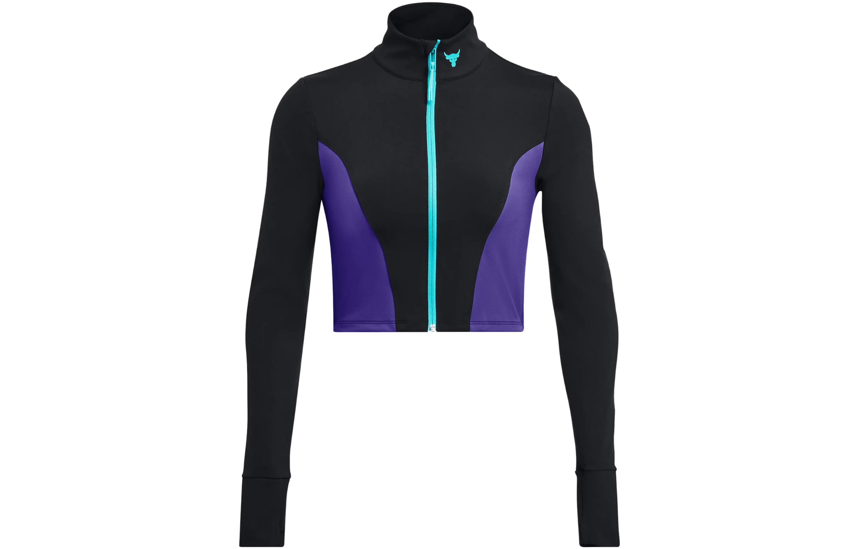 Under Armour Johnson Cropped Coats Women s Black Purple Stand Collar Moderate 1380194-001 MD