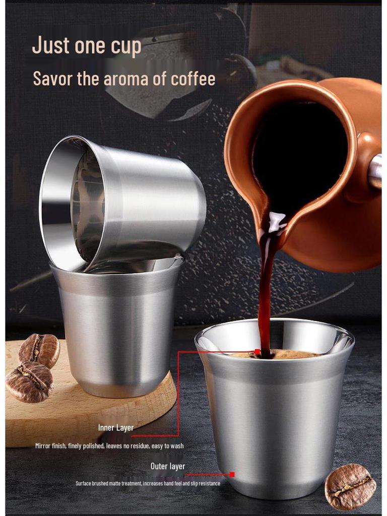 Severský styl 304 Nerezová ocel Dvojitá stěna Izolovaný hrnek: 86 ml Káva, 160 ml Čaj/Víno, Dětský hrnek