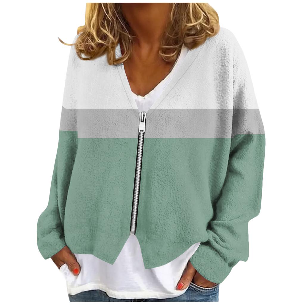 Womens Zip Up Sweaters Sweatshirts Long Sleeve Oversized Jackets Soft Casual Loose Tunic Tops