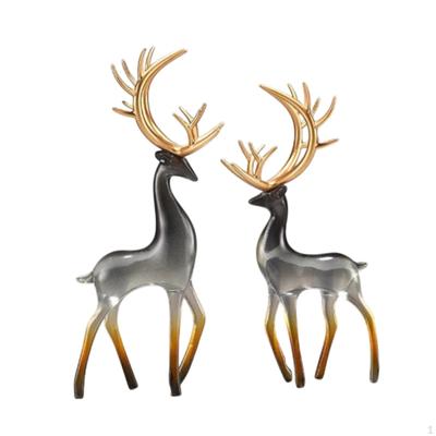 2 stück Dekorative Deer Figuren Schreibtisch Ornamente Glück Handwerk Lebensechte Rentier Statuen für