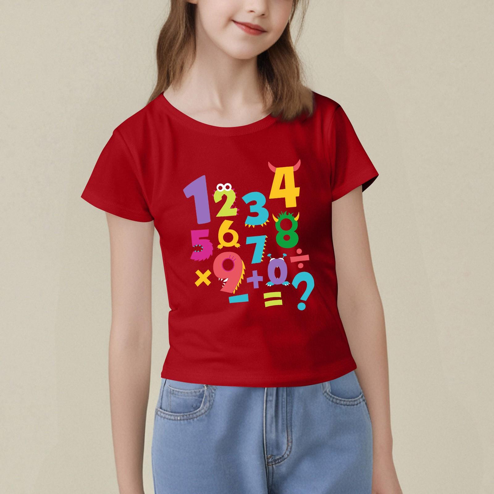 

Дитячий повсякденний зручний вільний легкий топ із короткими рукавами та круглим вирізом 160 червоний