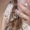 S925 Sterling Silver Cupid Love Necklace Women's Autumn and Winter New Niche Silver Jewelry One Arrow Through the Heart Pink Diamond