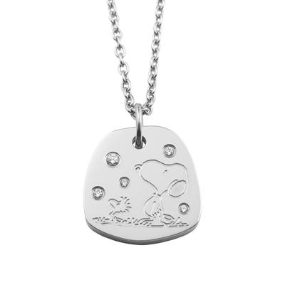 Colier Phiten Collaboration Snoopy cu placă reversibilă din oțel inoxidabil 2WAY oficial [Shinjuku Ginnokura] pentru femei