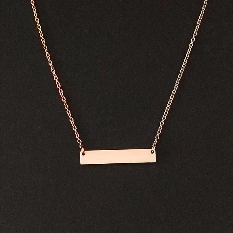 Engraving Personalized Square Bar Custom Necklace Stainless Steel Pendant Necklace Gold 3 Colors Women/Men Custom Gift
