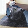 Graue Katze Bedruckte Flanelldecke - Weiches, Gemütliches Fleece, Haustier- & Wohnkultur, Moderner Stil, Ganzjahres, 100% Polyester, Gestrickt, Machi
