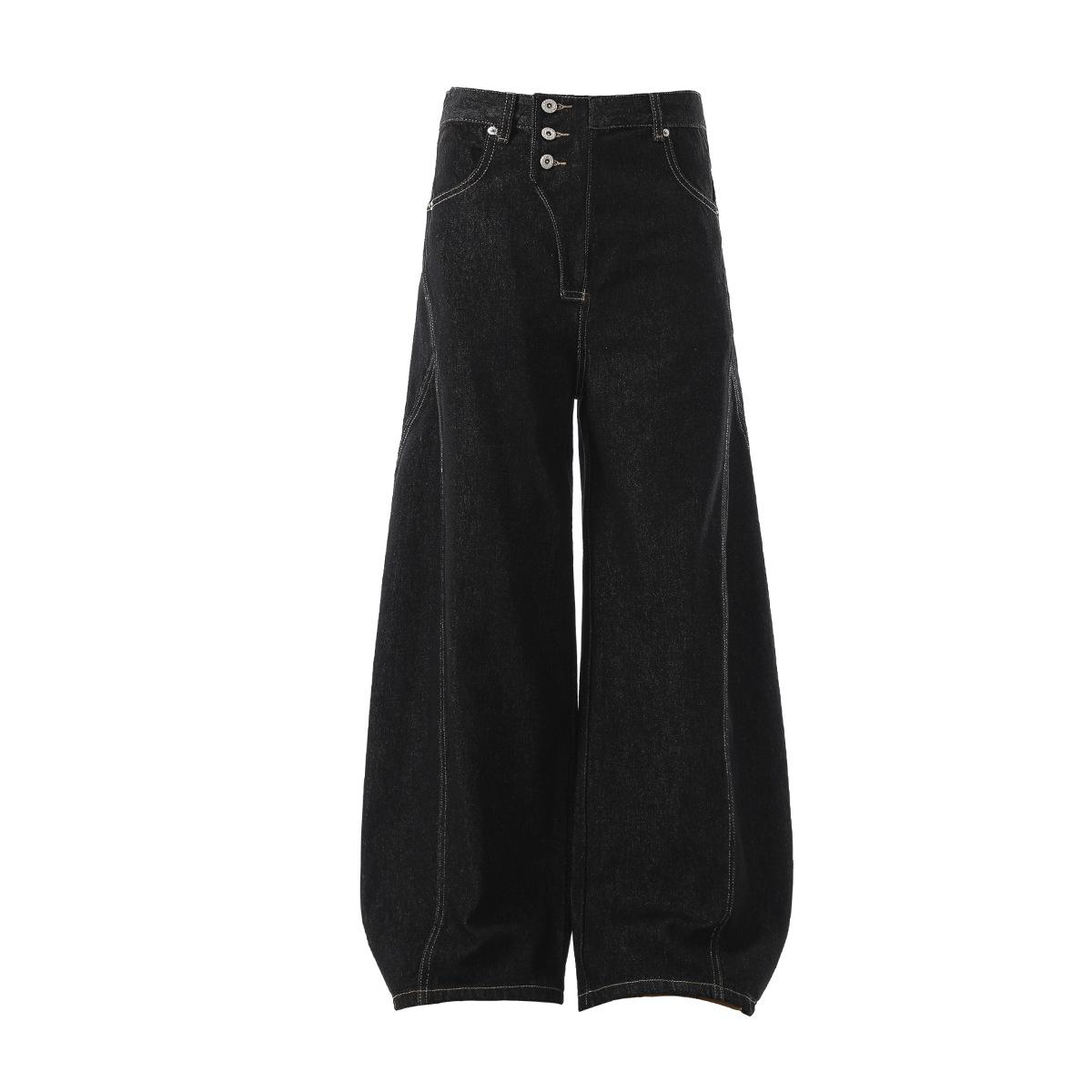 Men s autumn American retro washed primary color jeans men s scimitar pants wide leg pants S