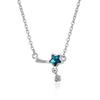 100% 925 Silver Blue Crystal Star Charm Pendant Necklace For Women Wedding Romantic Party Jewelry Choker Collar