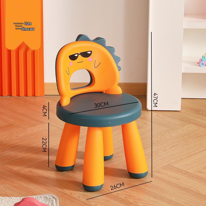 Dragon Dinosaur Backrest Kids' Chair - Thickened Plastic Cartoon Stool
