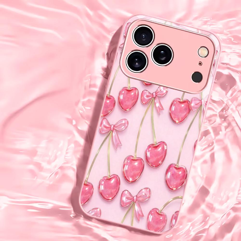 Pink Female Exquisite Protective Case Phone Case Metallic Paint Glass PhoneCase for iPhone 17 16 15 14 13pm Pro Plus Madam