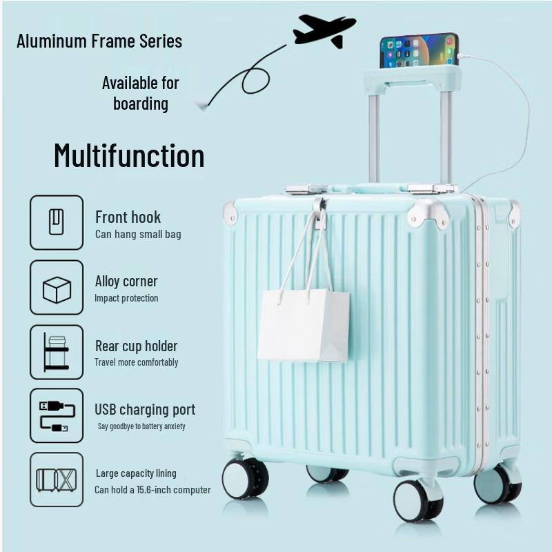 Zhili Multi-functional Aluminum Frame Carry-on Suitcase 18 inches